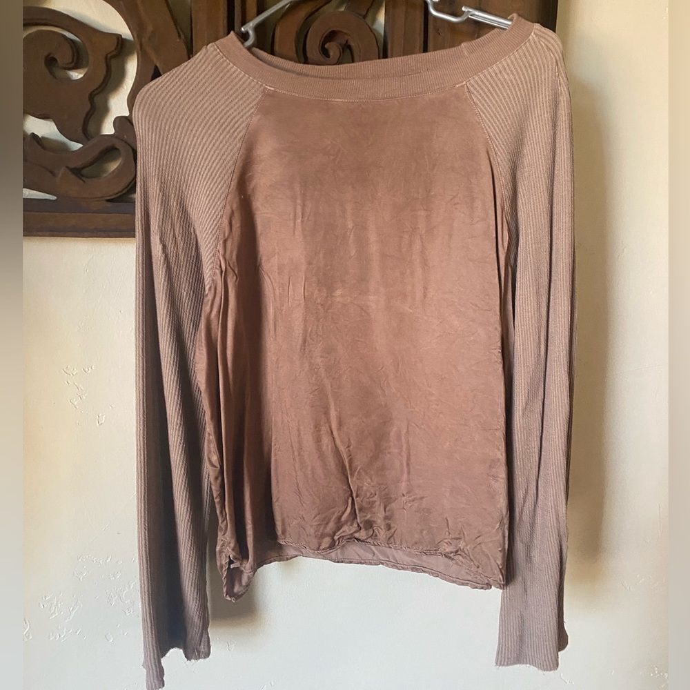 Maven West Satin and Knit Top